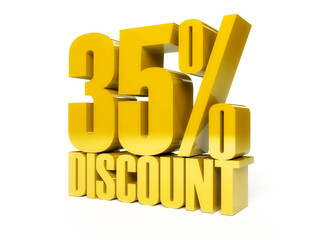 35 percent discount. Golden shiny text.