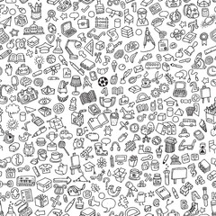 School seamless pattern in black and white