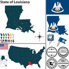 Obraz premium Map of state Louisiana, USA