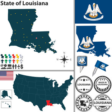 Map of state Louisiana, USA
