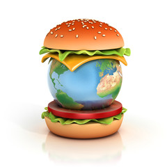 earth hamburger 3d illustration
