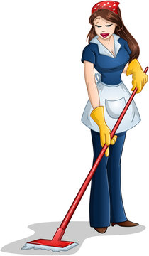 recommend clip art: Woman Cleaning With Mop For Passover