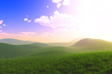 Summer Field Meadow Sunset Sunrise 3D artwork