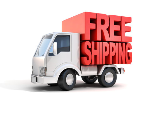 delivery van with free shipping letters on back
