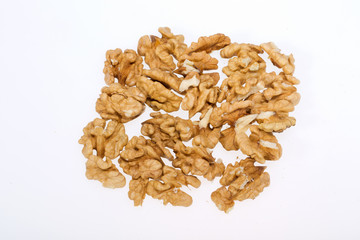 cracked walnut isolated on the white background