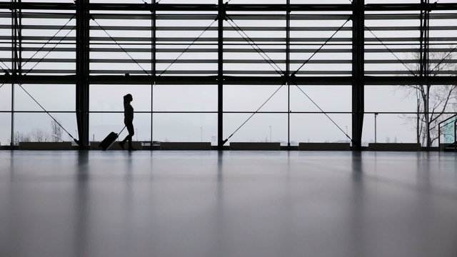 Woman in airport terminal