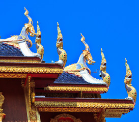 Church roof at Wat Ban Den in Chiang Mai province of Thailand