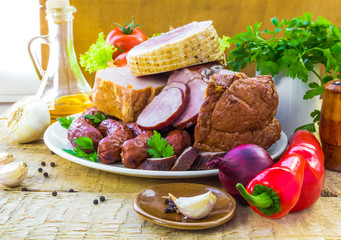 Composition variety meats sausages