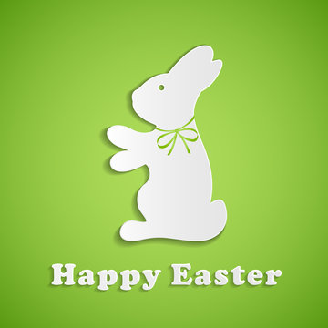 Easter background with paper rabbit