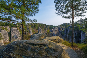 landscape with sandstone rocks - Cesky raj, Czech republic