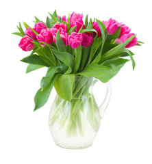 bouquet of pink tulips in vase