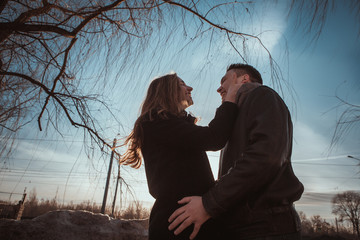 Profile view of an attractive couple