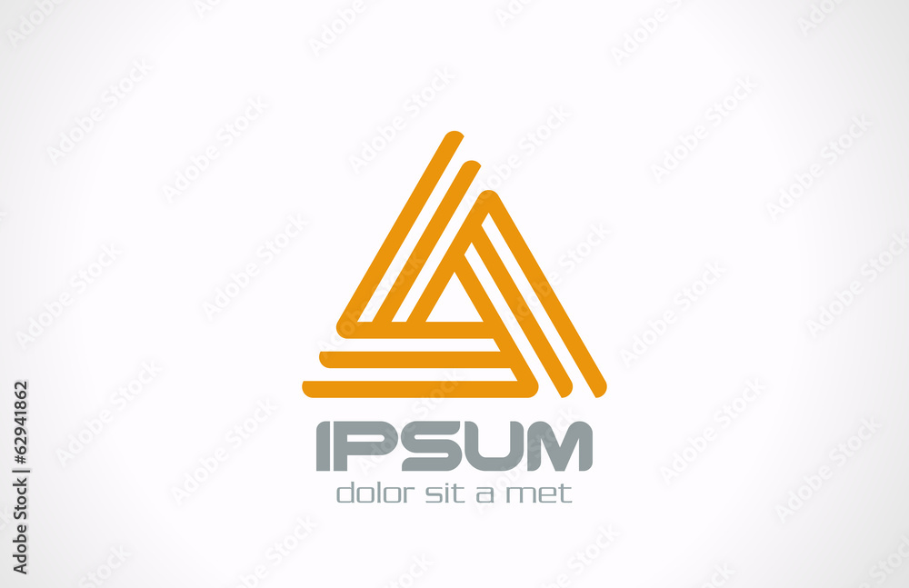 Poster triangle looped abstract line art vector logo design.