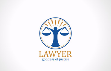 Lawyer symbol Scales vector logo design. Legal icon