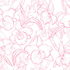 Seamless retro pattern with orchid