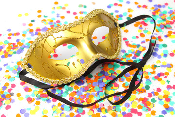 Mask for carnival with confetti