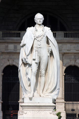Victoria Memorial in Kolkata, India. Statue of Lord Curzon. - obrazy, fototapety, plakaty