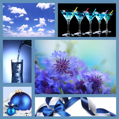 Collage of photos in blue colors
