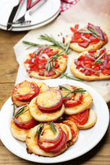 Small pizzas close up