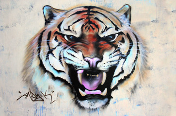 Brüllender Tiger Graffiti