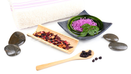 Composition with needles for acupuncture, isolated on white