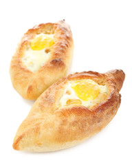 Ajarian khachapuri isolated on white