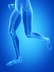 jogging woman with visible leg bones
