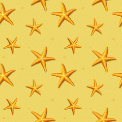 Seamless pattern with starfish. Vector illustration.