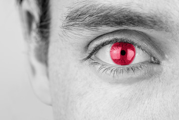 Man with red eye