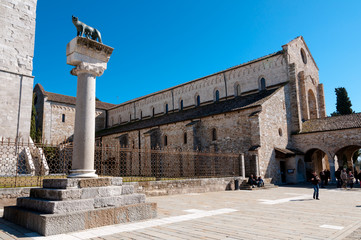 Roman wof statue and Basilica di Aquileia