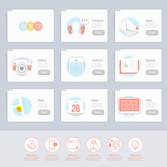 Responsive flat UI Icons elements for templates