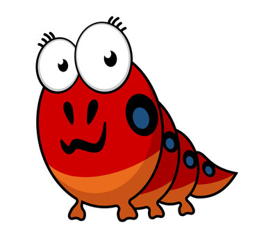 Cartoon caterpillar with big eyes