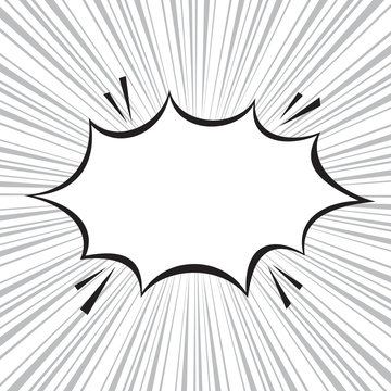 Boom comic speech bubble with radial speed, vector illustration