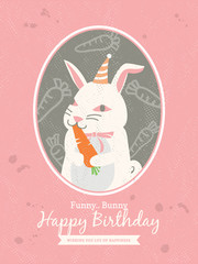 Rabbit Cartoon Birthday card design