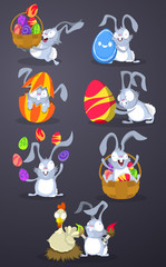 Easter rabbits with easter eggs