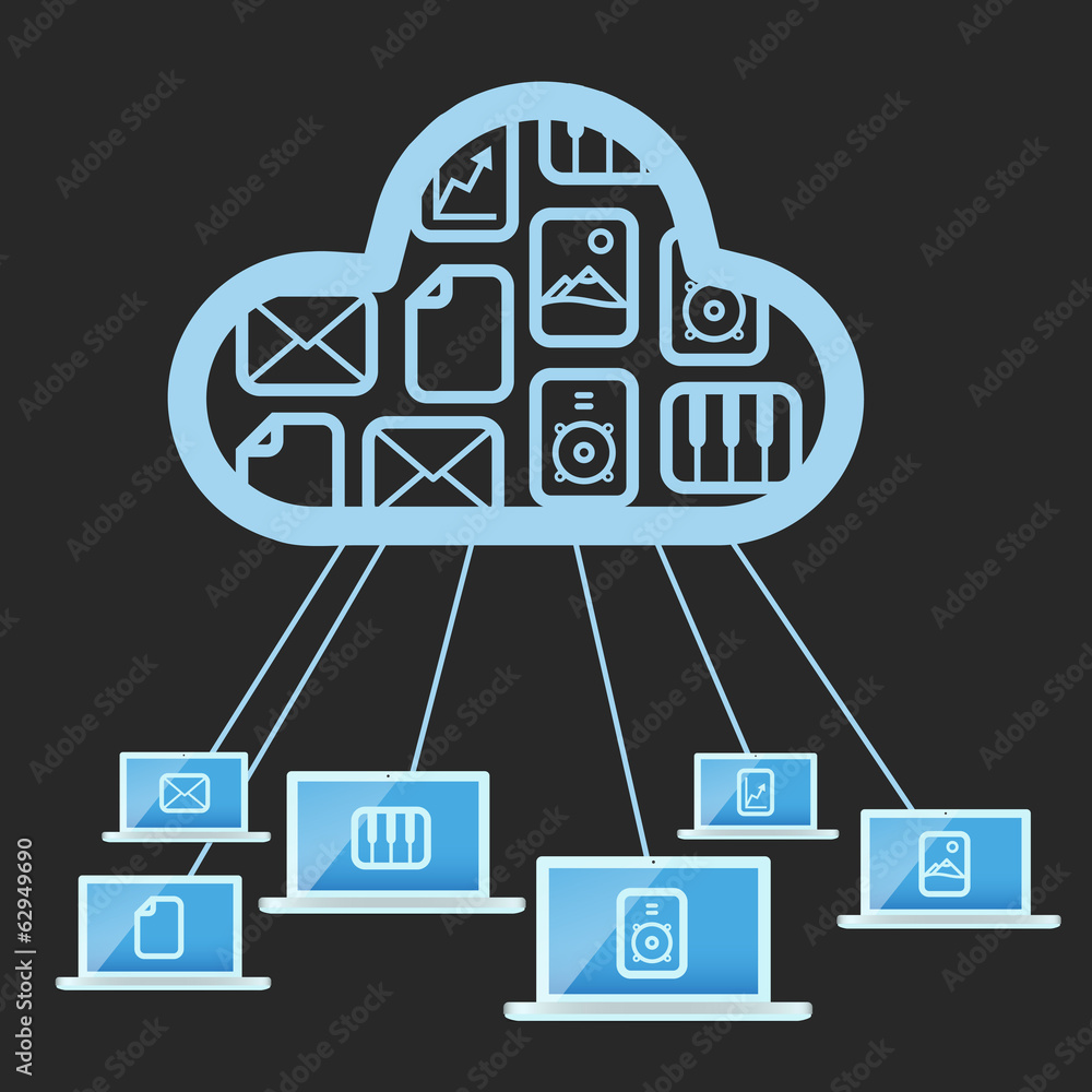 Aufkleber modern cloud technology computer network