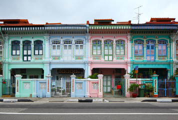 Shop house in Singapore - obrazy, fototapety, plakaty