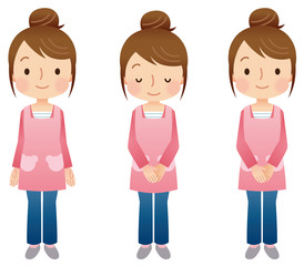 保育士　主婦　エプロン　セット