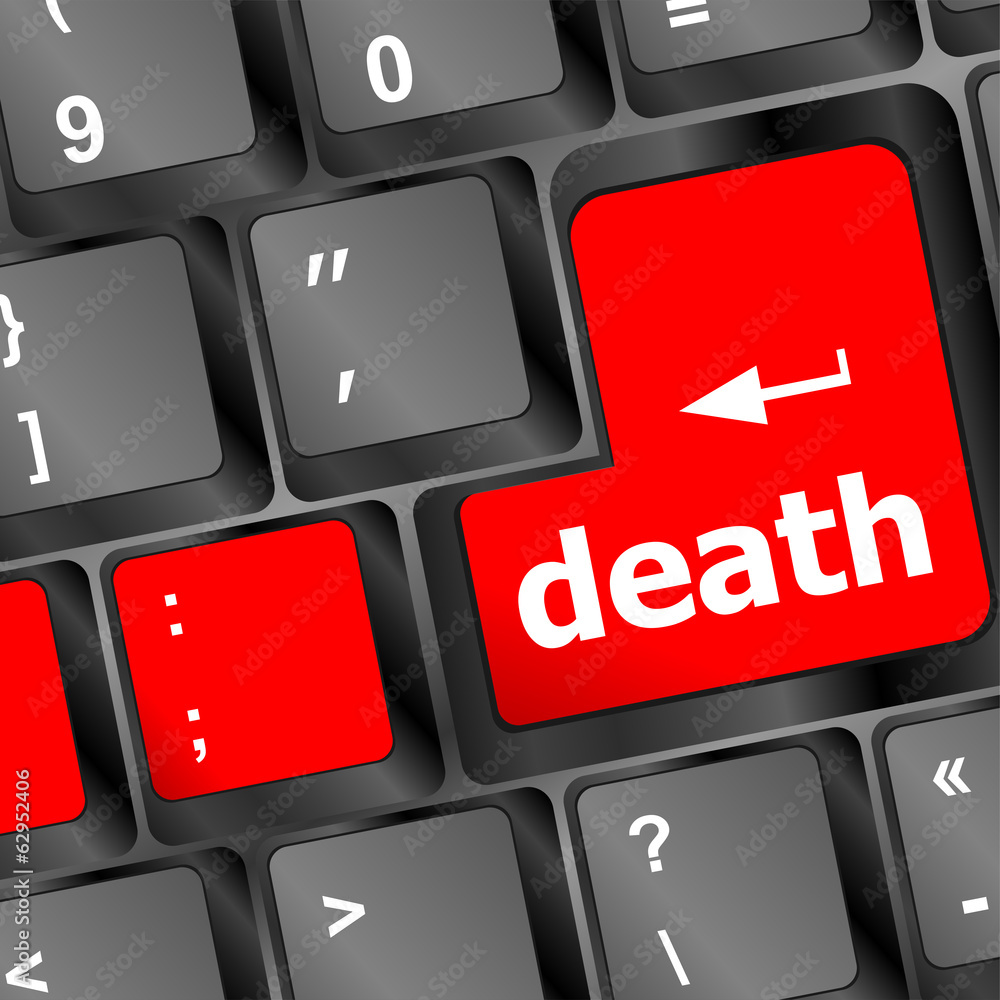 Aufkleber death button on computer keyboard pc key
