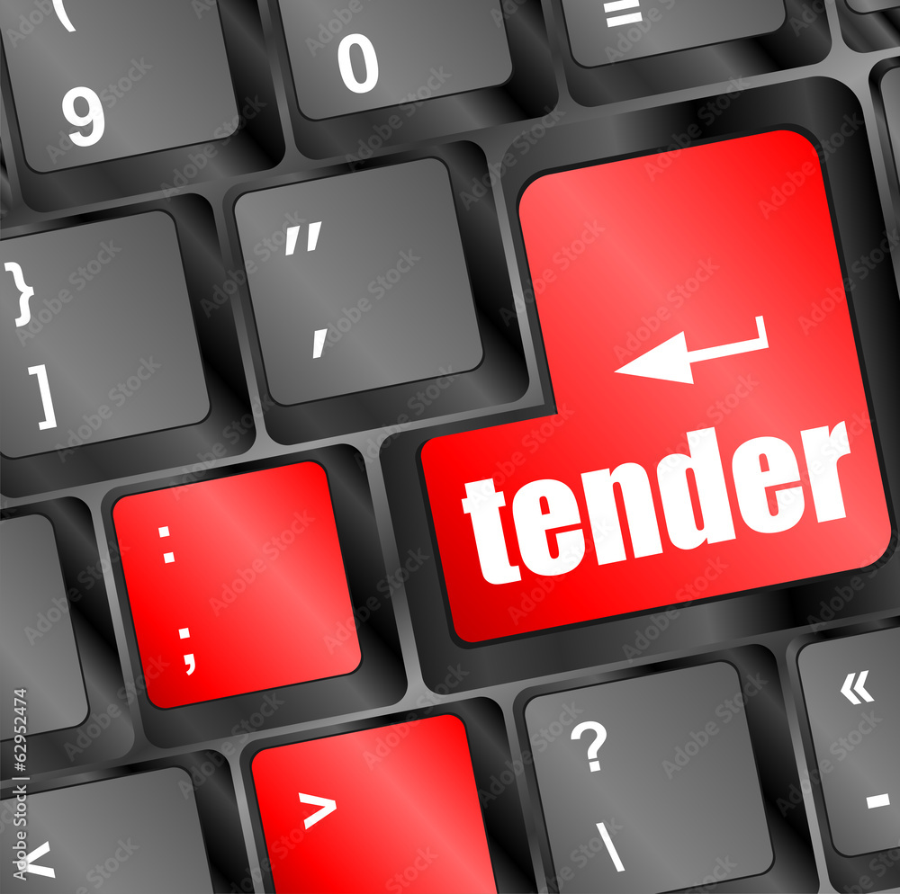 Poster button on modern computer keyboard with word tender