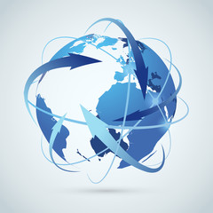 Global business idea - earth arrows paths