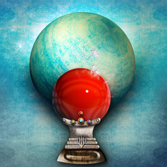 Magic red ball in the blue wall © Rosario Rizzo