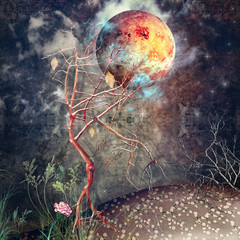 Nightly with tree and moon © Rosario Rizzo