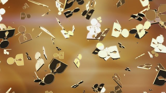 Golden persons. Looping. Alpha channel included.