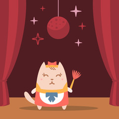 Character maid apron with a bow colorful flat