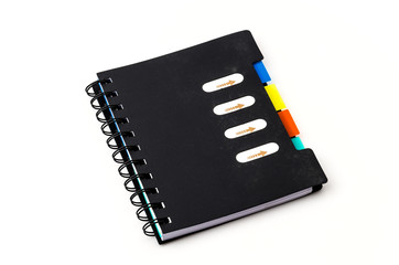 Black notebook isolated