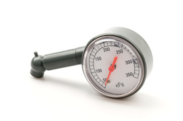 Tire pressure gauge isolated white background