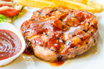 Barbecue grilled pork steak