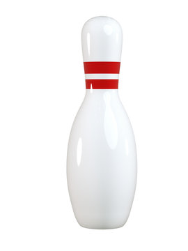 3d image of single bowling pin isolated on white background