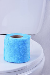Toilet paper on a toilet, close-up